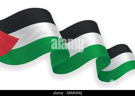 Bandiera della Palestina con colori brillanti su sfondo pulito Illustrazione Vettoriale