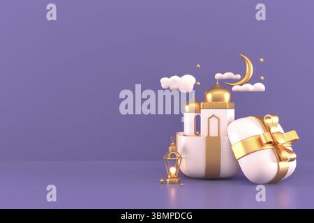 Ramadan Kareem saluto sfondo Islamico 3D disegno illustratore Foto Stock