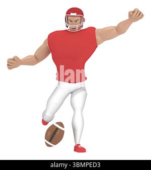 Personaggi sportivi isometrici giocatori di football americano . Rendering 3d dei giocatori di calcio Foto Stock