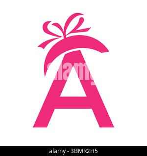 Lettera iniziale Un logo regalo Design per evento, anniversario, compleanno e simbolo di festa Illustrazione Vettoriale