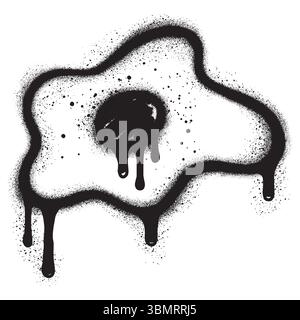 Uova fritte in stile graffiti urbani con vernice spray nera. illustrazione vettoriale. Illustrazione Vettoriale