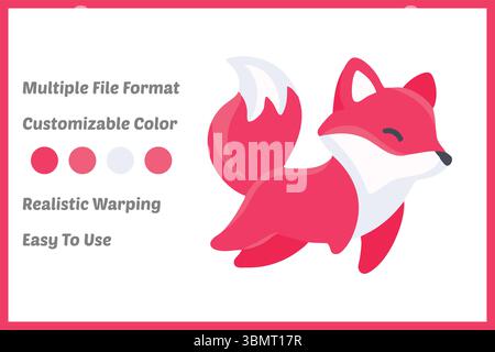 Grazioso e minimalista Red Fox Illustration Vector Illustrazione Vettoriale