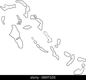 Mappa vettoriale delle Bahamas isolata su uno sfondo trasparente, mappa dettagliata delle Bahamas Illustrazione Vettoriale
