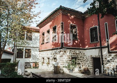 Casa rossa nel centro storico di Plovdiv Foto Stock