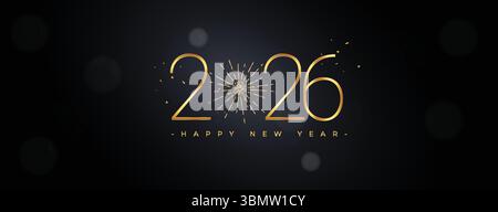 2026 Happy New Year background Design. Biglietto d'auguri, banner, poster. Illustrazione vettoriale Illustrazione Vettoriale