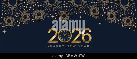 2026 Happy New Year background Design. Biglietto d'auguri, banner, poster. Illustrazione vettoriale Illustrazione Vettoriale