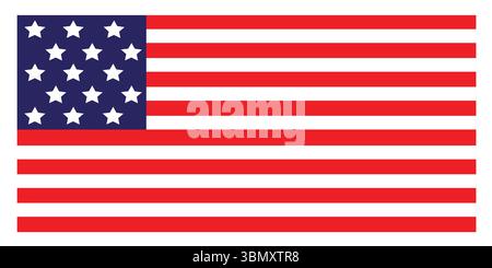 Bandiera degli Stati Uniti d'America illustrazione vettoriale. Ideale per l'Independence Day, celebrazioni patriottiche, orgoglio nazionale, design del patrimonio americano. Illustrazione Vettoriale