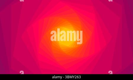 Turbinio geometrico astratto con forme a strati e sfumatura calda che fonde rosa, arancio e giallo, ideale per sfondi dal design moderno o artwo creativo Illustrazione Vettoriale