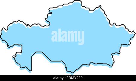 Una semplice mappa stilizzata del paese del Kazakistan. Moderna mappa stilizzata del paese per infografiche. Illustrazione Vettoriale