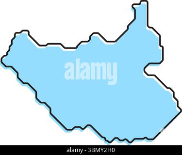 Una semplice mappa stilizzata del paese del Sud Sudan. Moderna mappa stilizzata del paese per infografiche. Illustrazione Vettoriale