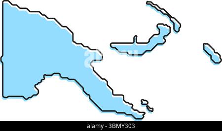 Una semplice mappa stilizzata del paese della Papua nuova Guinea. Moderna mappa stilizzata del paese per infografiche. Illustrazione Vettoriale