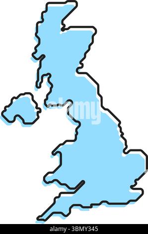 Una semplice mappa stilizzata del paese del Regno Unito. Moderna mappa stilizzata del paese per infografiche. Illustrazione Vettoriale