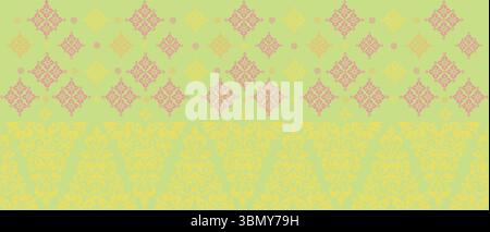 Sfondo di design tradizionale "Batik Songket". Motivo in tessuto con motivi geometrici e floreali complessi Illustrazione Vettoriale