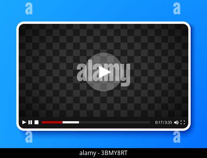 Modello di lettore video piatto per applicazioni Web e mobili. Illustrazione vettoriale Illustrazione Vettoriale