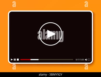 Modello di lettore video piatto per applicazioni Web e mobili. Illustrazione vettoriale Illustrazione Vettoriale
