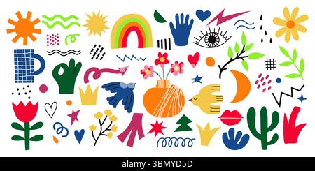 Collezione Scandinavian Style Elements su bianco Illustrazione Vettoriale