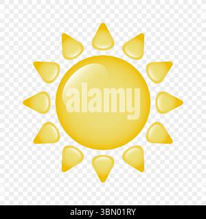 Il sole dei cartoni animati. Un'icona con i raggi del sole su uno sfondo scuro. Una sunbeam con linee. Illustrazione Vettoriale