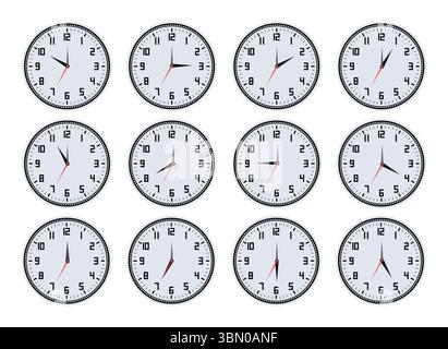 Set audaci volti analogici dell'orologio - Collezione di orologi Grey Face Illustrazione Vettoriale