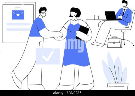 Iniziare una carriera in ESSO illustrazioni vettoriali di cartone animato isolato. Illustrazione Vettoriale