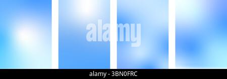 Set di sfondi sfumature blu. Tessuti morbidi del cielo invernale verticale. Stampe astratte del cielo di Natale. Sfondi per poster con gradazioni minime. Software vettoriale Illustrazione Vettoriale
