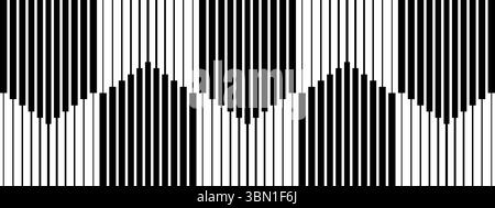 Strisce dritte verticali. Sfondo con linee bianche e nere parallele. Sfondo con stampa geometrica astratta dinamica. Illustrazione grafica vettoriale. Illustrazione Vettoriale