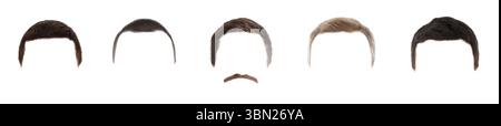Set di acconciature da uomo per designer su sfondo bianco Foto Stock