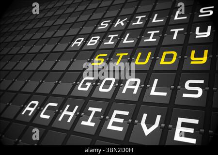 Studio di parole alla moda su nero scheda meccanica Foto Stock