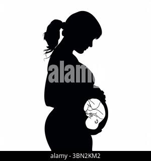 Gravidanza con fecondazione in vitro del bambino (fecondazione in vitro) silhouette di fertilità Foto Stock