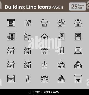 Icone della linea di costruzione (vol.1) Illustrazione Vettoriale