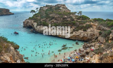 Cala del Moro, Calo des Moro, comune di Santayi, Mar Mediterraneo, Maiorca, isole Baleari, Spagna, Europa Foto Stock