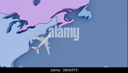 Nord America, New York, illustrazione astratta con un aereo, il concetto di viaggio aereo Foto Stock