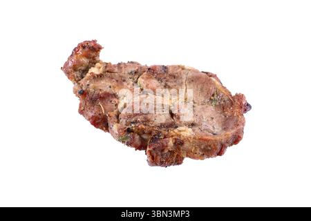 è una costoletta di maiale grigliata isolata su bianco. Foto Stock