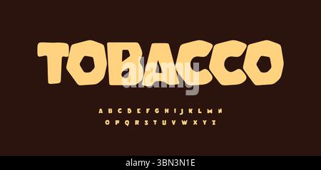 Alfabeto stravagante, carattere fumettistico gonfiabile, divertente e divertente carattere cartoni animati con logo per snack food, bizzarro stile di strada, titolo festivo per il cibo Illustrazione Vettoriale