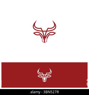 Stile contorno icona Bull Animal Modern modello di design piatto. illustrazione vettoriale Illustrazione Vettoriale