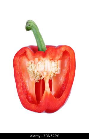 pepe rosso dolce a fette, isolato su bianco. Foto Stock