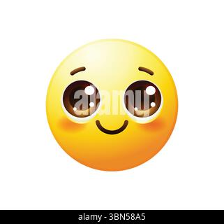 Icona emoji Happy Face. Immagine vettoriale sorridente dell'emoticon del viso giallo isolata. Illustrazione Vettoriale