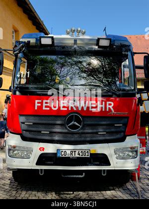 Primo piano del motore antincendio tedesco dettagliato Foto Stock