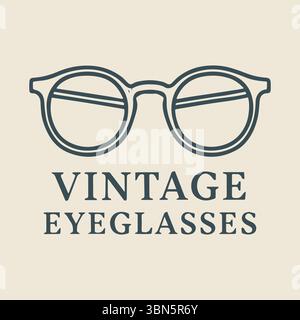 Elegante design classico degli occhiali con un'estetica antica, perfetto per le esigenze di visione rétro Illustrazione Vettoriale