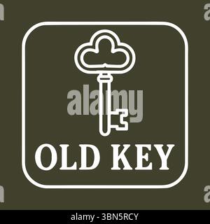 Chiave a scheletro vintage con sfondo scuro e un'elegante icona a forma di chiave vecchia Illustrazione Vettoriale