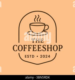 Design con logo The Coffeeshop Estd 2024 Classic Warm Beverage Cafe Illustrazione Vettoriale