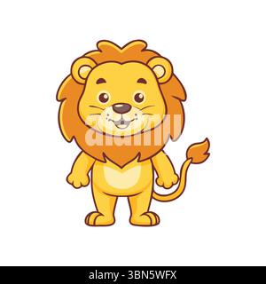 Cute Cartoon Lion - adorabile personaggio con Mane Illustrazione Vettoriale