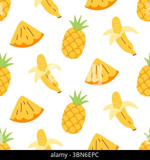 Sfondo con motivo senza cuciture di frutti tropicali Illustrazione Vettoriale