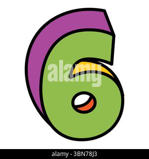 logo vettoriale a sei o numero 6 illustrazione colorata e divertente Illustrazione Vettoriale