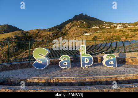 Saba, all'arrivo all'aeroporto, piccole Antille Foto Stock