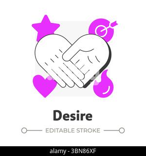 Icona Concept Desire Flat Outline Illustrazione Vettoriale