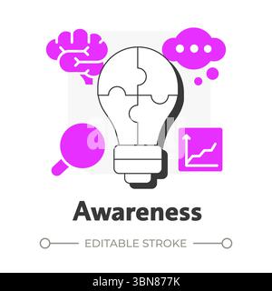 Icona Concept Concept Awareness Flat Outline Illustrazione Vettoriale