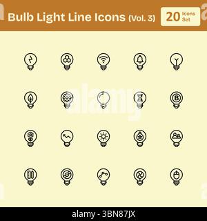 Icone della linea luminosa della lampadina (Vol. 4) Illustrazione Vettoriale