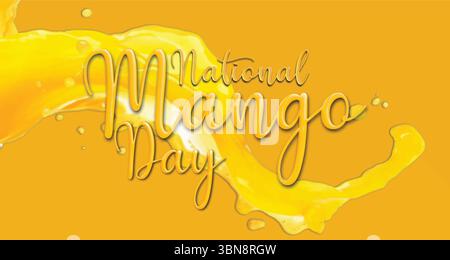 World Mango Day Celebration Banner – International Mango Festival Social Media Post with Splash – 22 luglio Design Illustrazione Vettoriale