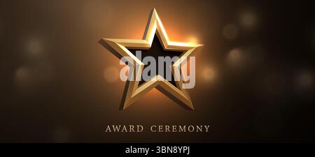 Stella vincitrice d'oro. Concetto di vittoria, conquista, successo, ricompensa del vincitore. Illustrazione vettoriale Illustrazione Vettoriale