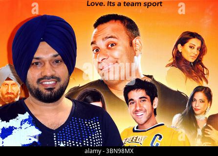 Russell Peters, Gurpreet 'Ghuggi' Singh e Vinay Virmani al photocall per 'Speedy Singhs' alla Jumeirah Carlton Tower di Londra - 23 settembre 2011 Foto Stock